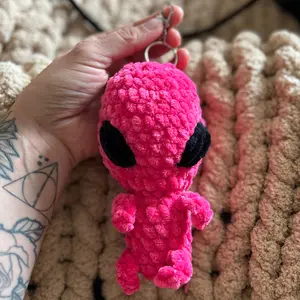 Hot Pink Alien Keychain