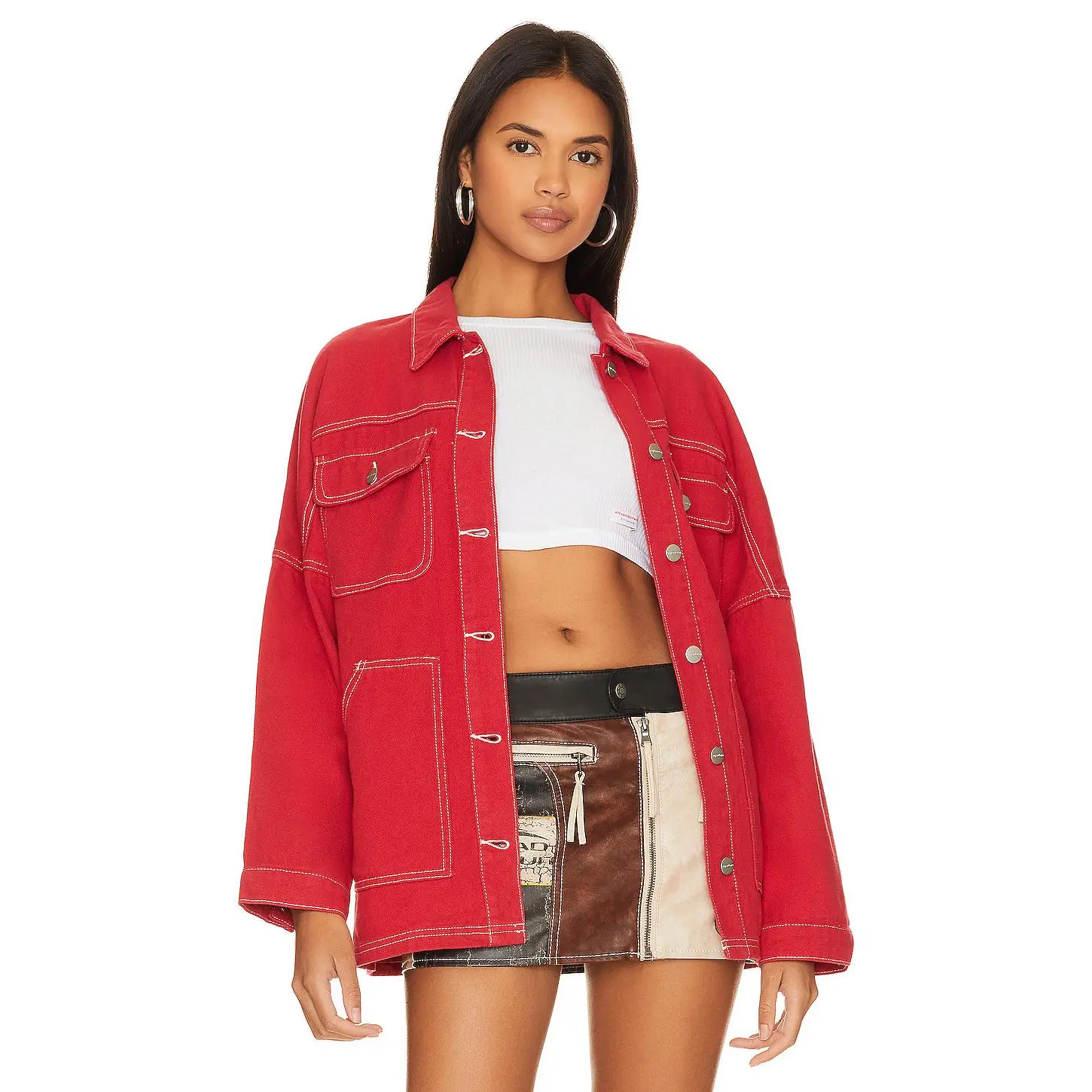 superdown Davey Denim Jacket in Brick Red