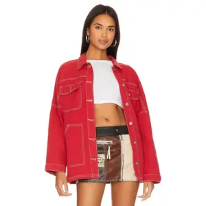 superdown Davey Denim Jacket in Brick Red