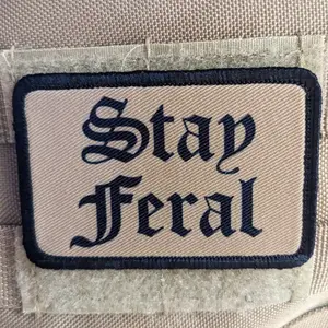 Feral girls and boys meme 2"x3" morale patch with hook and loop backing
