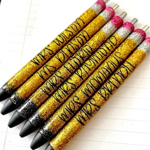 Custom Personalized Glitter Pencil - Pen Custom Personalized Glitter Pencil - Pen