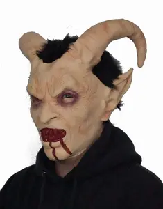 Goat Devil Scary Realistic Halloween Mask Horned El Diablo Satan Demon Mask