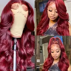 UNice Red Wine Burgundy Body Wave 4x4x0.75 Lace Part Wig Natural Pre Plucked Hairline With Baby Hair No Shedding Tangle-free And Easy To Maintain Super Natural And Realistic, Soft Human Hair Wigs