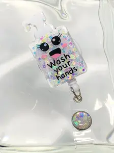 Soap Bottle Badge Reel,  Retractable Swivel Alligator Clip, 2”