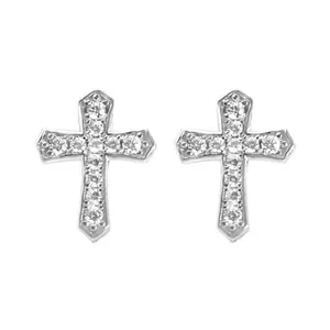CZ Cross Stud Earrings for Men Women Streetwear Punk Hip Hop Unisex Earrings