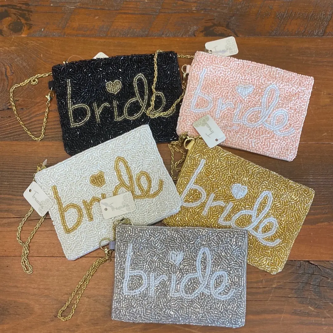Black Bride Beaded Wristlet