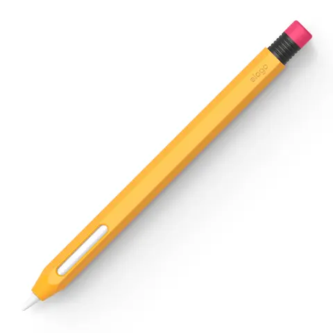 elago Silicone Stylus Pencil Case for 2nd Generation Pencil - Retro Design, Magnetic Charging Compatible, Double Tap Support, Unisex Tablet Computer Wireless Accessories (Proper Installation Required for Charging) [Classic Yellow] - Holiday Gift Option