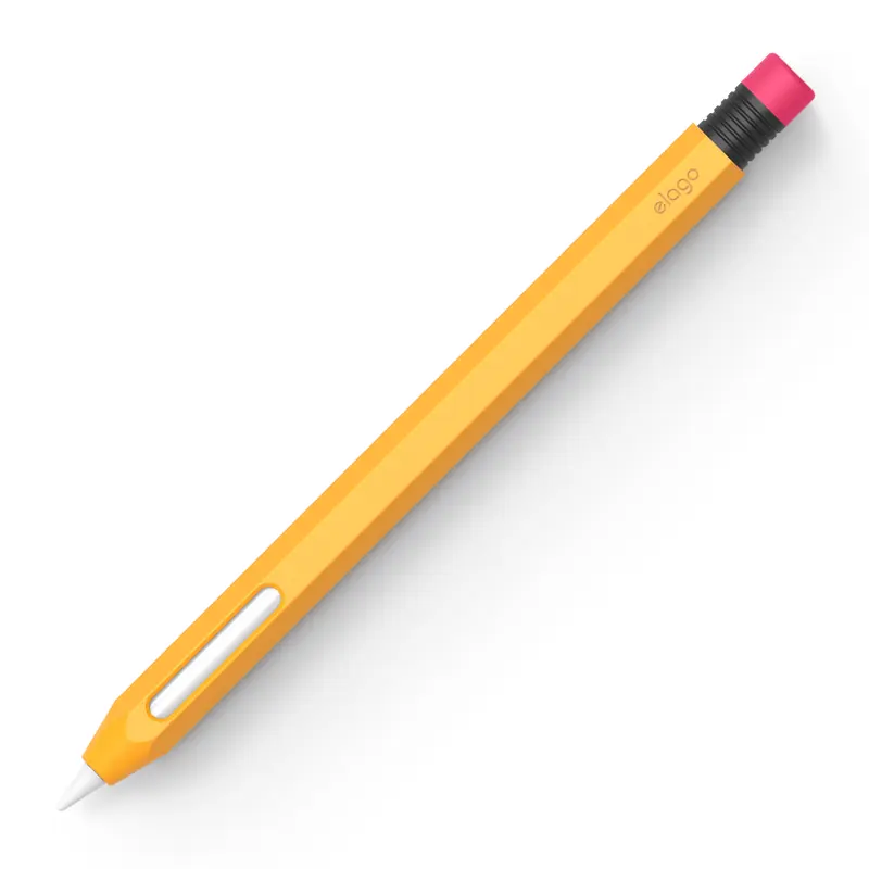 elago Silicone Stylus Pencil Case for 2nd Generation Pencil - Retro Design, Magnetic Charging Compatible, Double Tap Support, Unisex Tablet Computer Wireless Accessories (Proper Installation Required for Charging) [Classic Yellow] - Holiday Gift Option