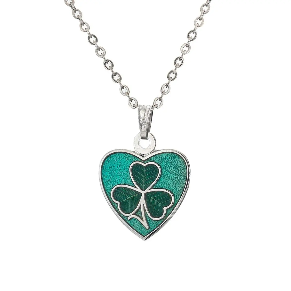 Irish Shamrock in a Heart Necklace