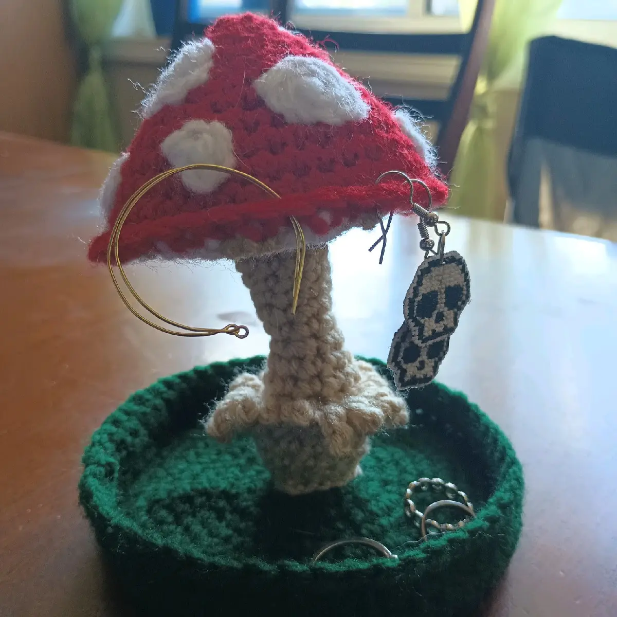 Mushroom earring holder.