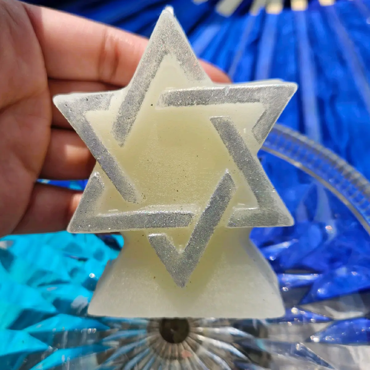 9th Hour Divine Intervention Prayer Candle - Star of David Beeswax Spell Candle Bedroom 36 Hours Birthday Gift