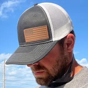 American Flag Leather Patch Hat