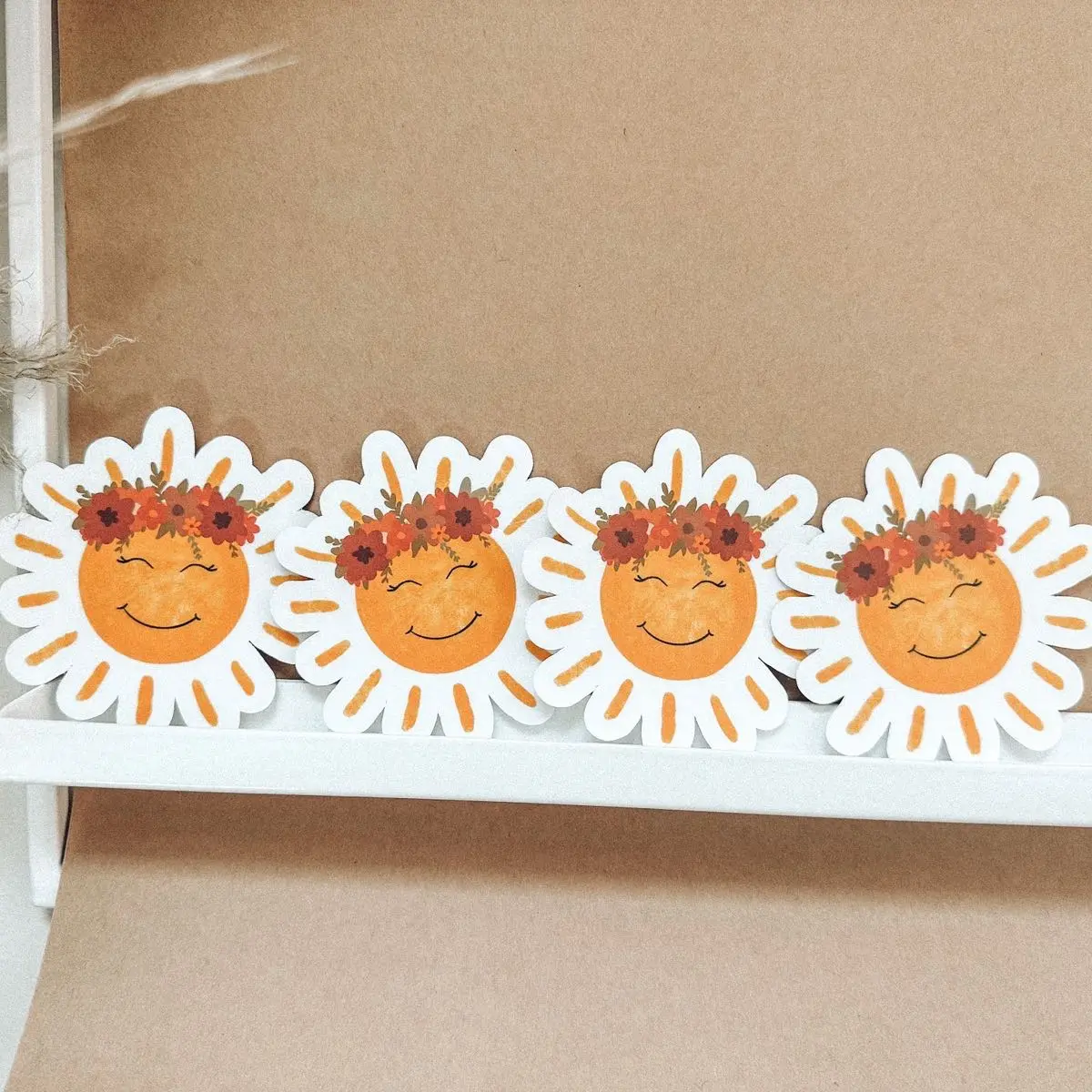 Smiling Sun with a Flower Crown Sticker
