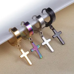 Cross Dangle Drop Earrings for Men Women