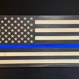Blue Line Flag, Personalized Flag, Rustic Flag, Police Flag, American Flag, Wood Flag, Wooden Flag, Law Enforcement Flag, Wooden Plaque, Wall-mounted Housewarming