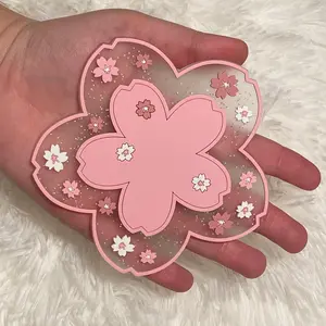 Pink Cherry Blossom Flower Coaster