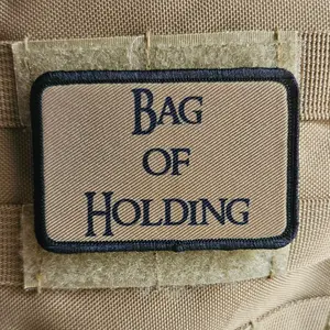 bag of holding dnd dungeons and dragon meme 2"x3" morale patch with hook and loop backing