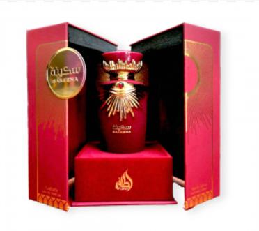"Sakenna" by Lattafa Perfumes: Embrace tranquility and elegance with this exquisite fragrance for women. has a unique blend scent of citrus, fruity, floral, and woody accords.