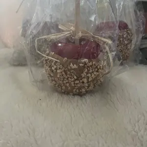 Faux candy apple fall decor