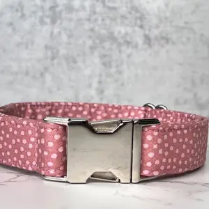 Bluetick Design Mauve Polka Dot Dog Collar