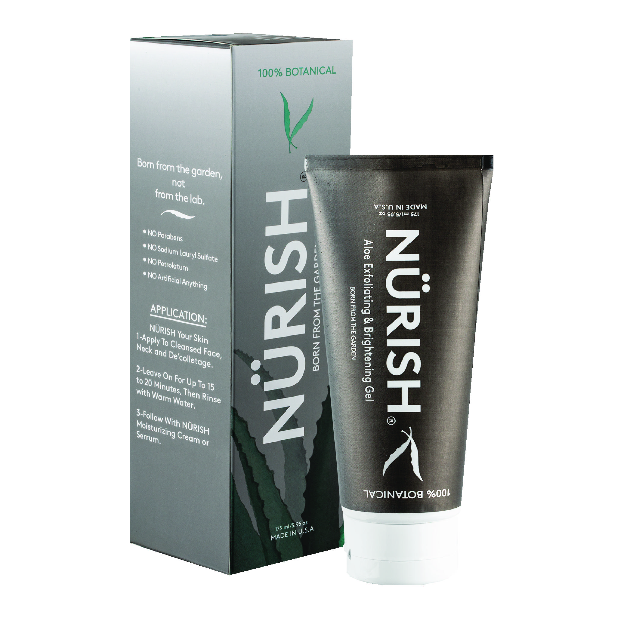 Nurish Natural & Vegan Exfoliating Gel 100% Botanical for Skincare and Skin Repair