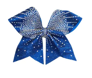 Royal Blue Glitter Rhinestone Cheer Bow