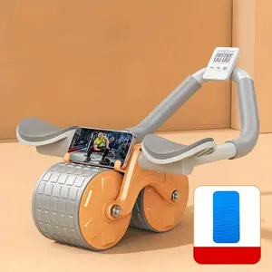 Abdominal Core Wheel Automatic Rebound Ab Roller With LCD Screen Plus Elbow Support