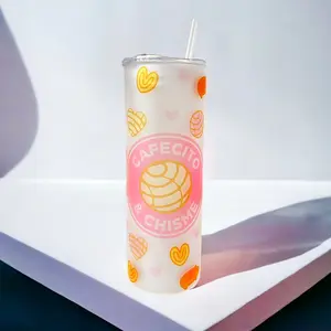 25 OZ Cafecito & Chisme Frosted Glass Tumbler