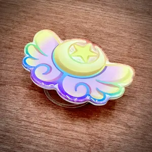 Kawaii Cute Magical Girl Broach Acrylic Phone Grip - Chibi Moon Wings