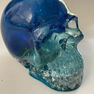 Blue Rose Skull Decorative Epoxy Ornament