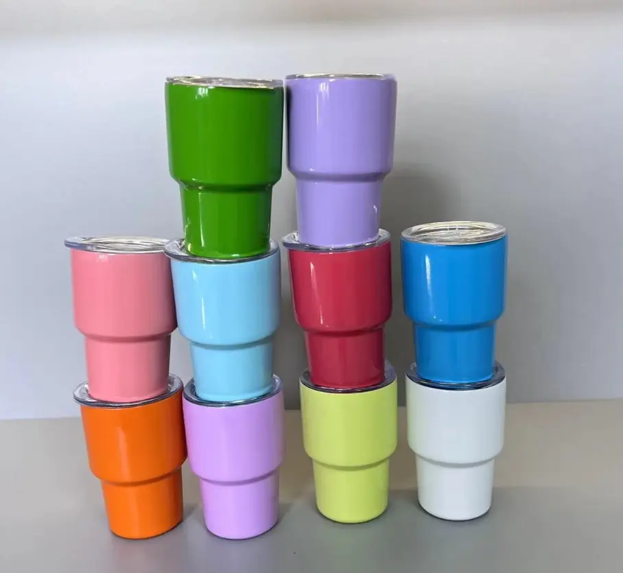 Mini Tumbler 3oz  Sublimation shot glass with lid and metal straw