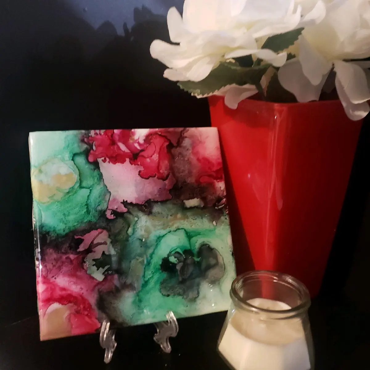 Set of 4 large ceramic coasters