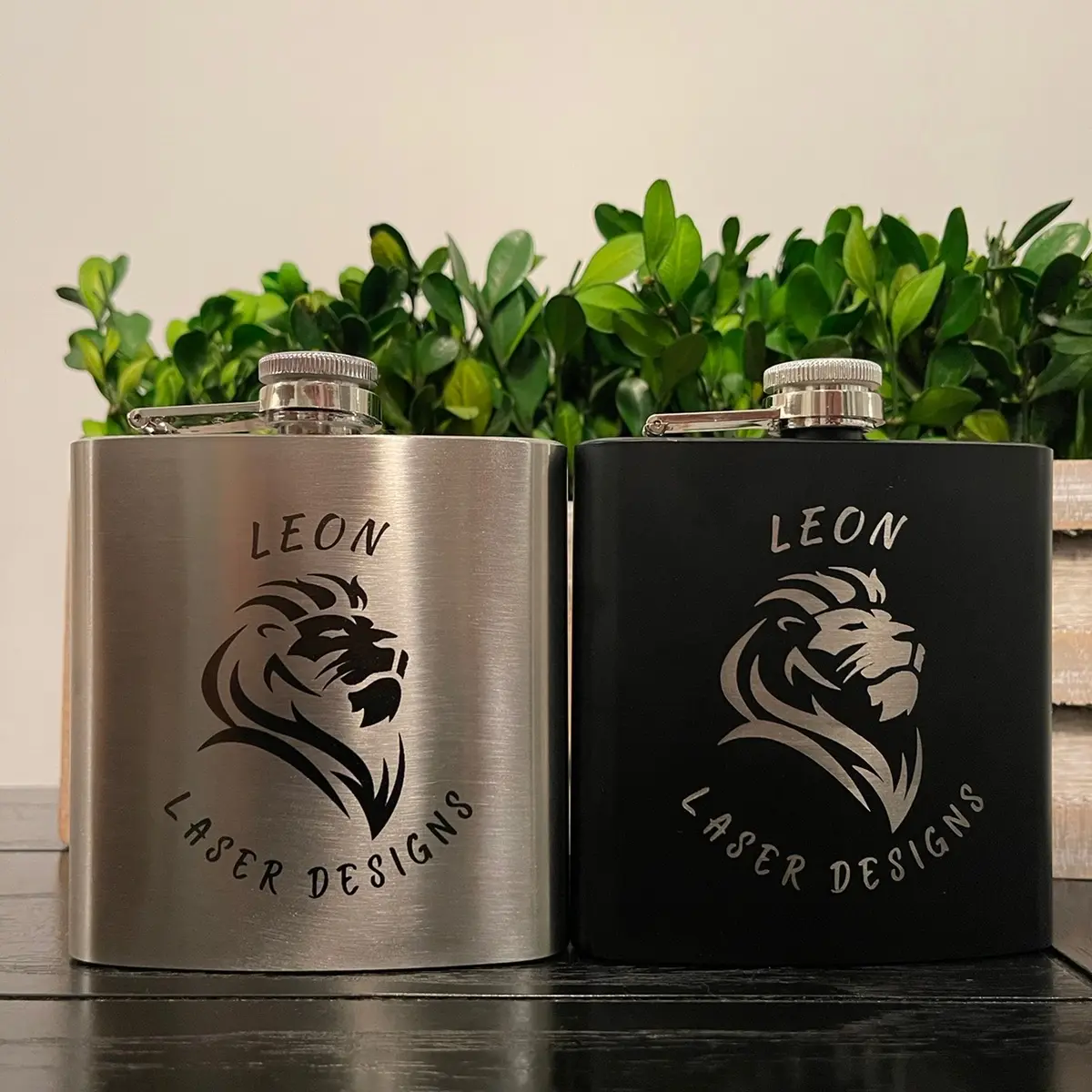 Hip flask lasered engraved
