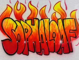 Airbrush Fire Neon Colors Name Design T Shirt
