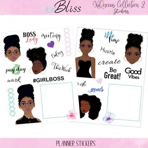 xoQueens 2 20+ Stickers for Journals, Notebooks and Planner Pages, African American Illustrations