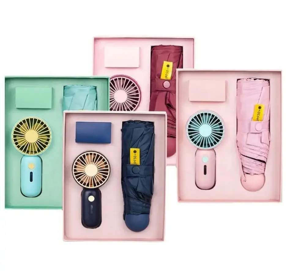 automatic Umbrella, hand held Mini Fan and USB Cable Giftset Manufacturer Warrenty Multifunction Birthday Mobile High-Speed Hand Dryer