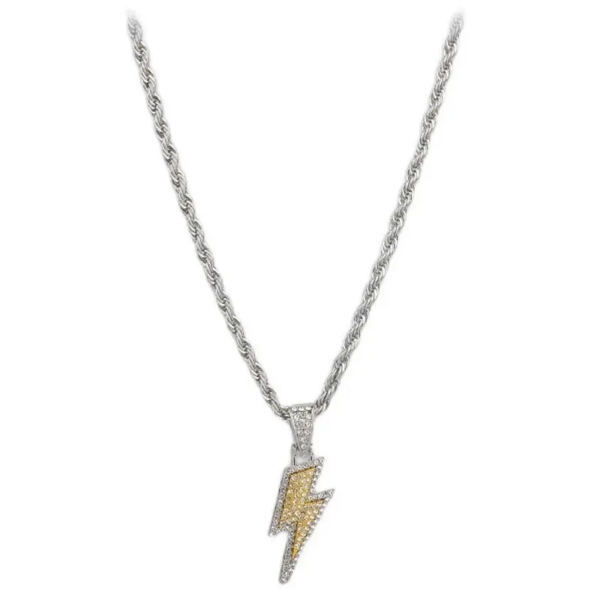 CZ Lightning Pendant Necklace for Men Women Streetwear Hip Hop Punk Unisex Necklace