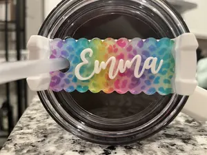 Rainbow Leopard Name Topper | Cheetah Name Tag | Stainless Steel Name Tag