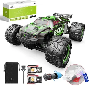 DEERC Brushless 302E RC Cars for Adults, Upgraded 60KM/H High Speed Remote Control Car, 4WD 1:18 Scale All Terrain Off Road Monster Truck with DIY Extra Shell, 2 Battery 40 Min Car Toy