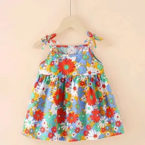 Girl's Colorful Summer Dress, Variety Patterns, Love Bunny, Cherry, Red Flower, Peach Blossom, Strawberry Size 100cm to 120cm. Holiday Casual Floral Sweet