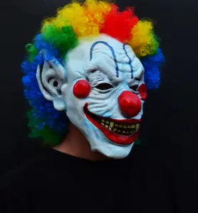 CURLY MOE CLOWN Halloween Clown Mask Latex Creepy Evil Scary
