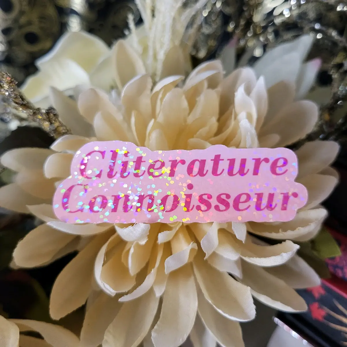Cliterature Connoisseur Holographic die-cut sticker