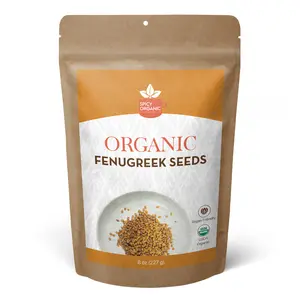 SPICY ORGANIC Fenugreek Seeds - USDA Certified Organic- Culinary Spice & Herbal Remedy -Enhance Flavors, Aid Digestion -Perfect for Hair and Cooking - 8 oz.