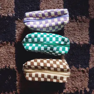 Checkered Makeup Bags