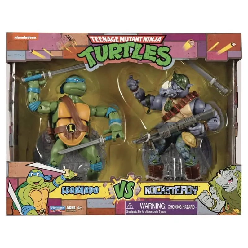 TMNT Classic Leonardo Vs Rocksteady Action Figures 2 pack