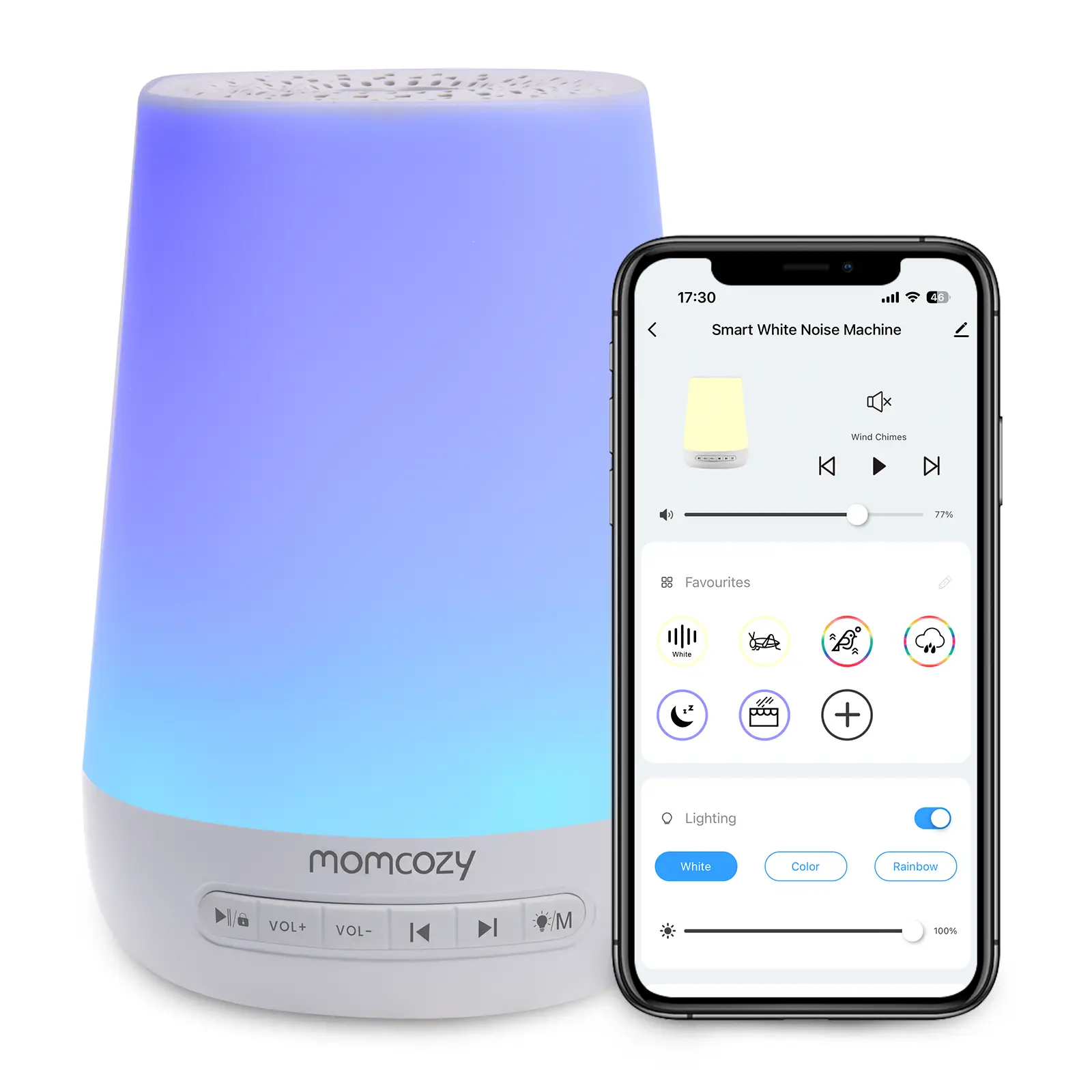 Momcozy Sound Machine Night Light, White Noise Machine for Sleeping with 34 Soothing Sounds, Timer, App Remote Control, Personal Sleep Routine