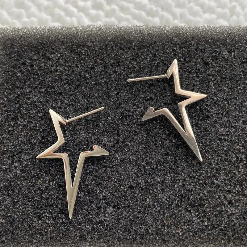 Pentagram Star Stud Earrings for Men Women
