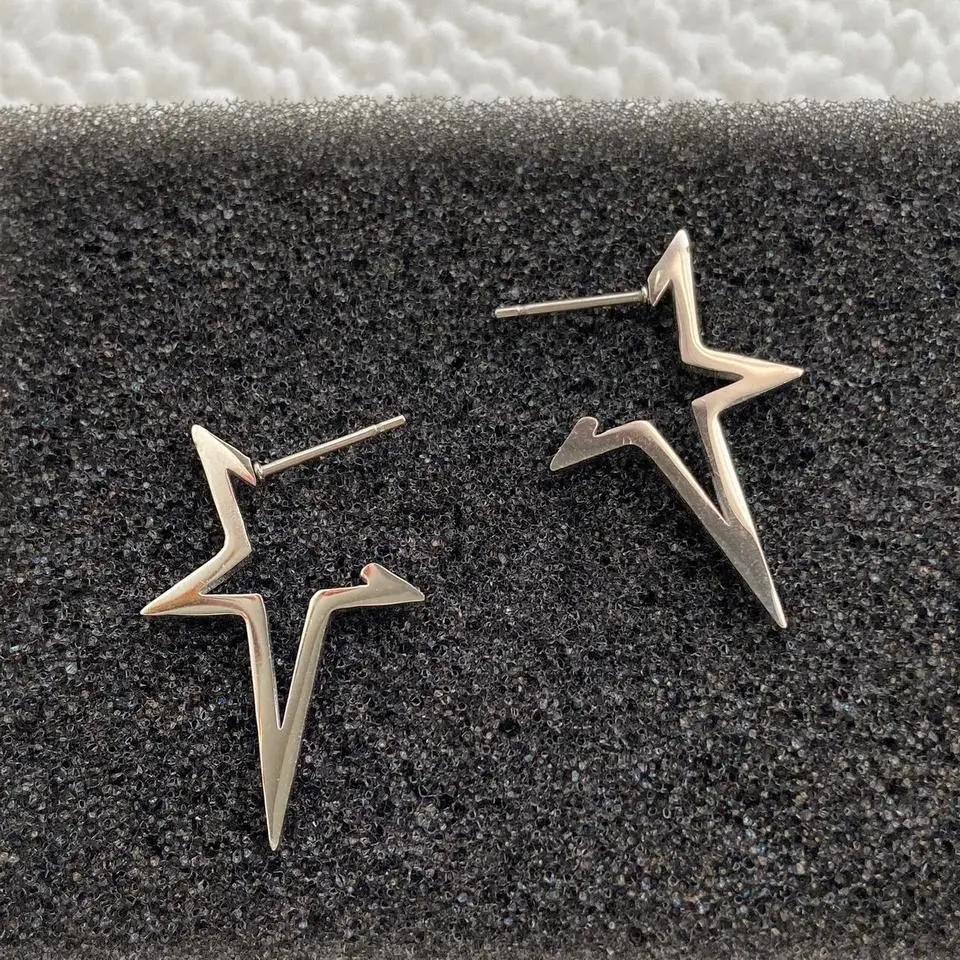 Pentagram Star Stud Earrings for Men Women