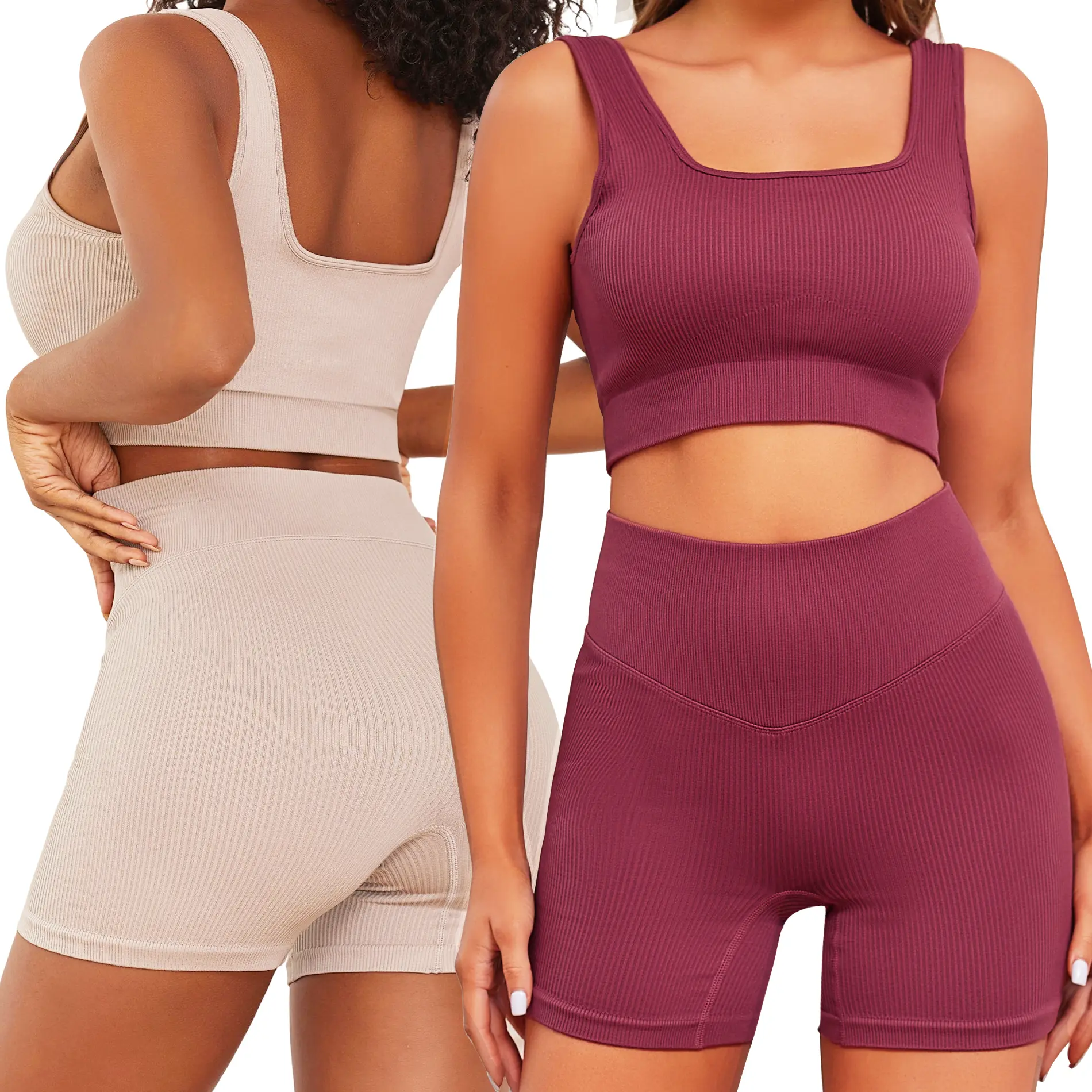 Set 4（Khaki wide strap + Burgundy wide strap）