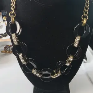 J. CREW signed Black Brass Necklace